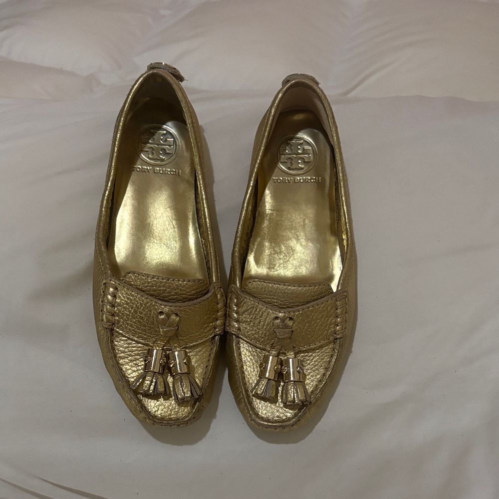 Tory Burch Metallic Gold Loafers